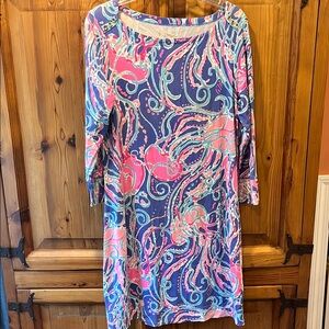 Lilly Pulitzer Pink and Blue Swirl 3/4 Sleeve Dress